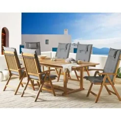 JAVA - Tuinset voor 6 - Lichte houtkleur/Grafietgrijs - Acaciahout