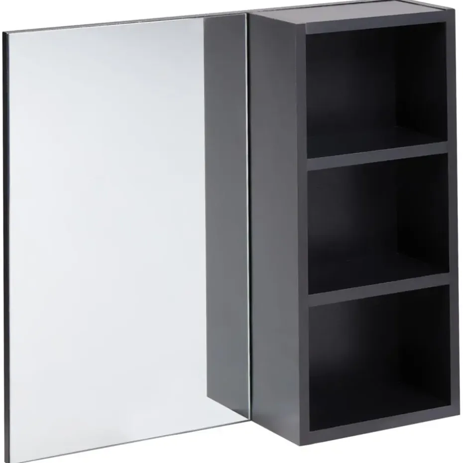 JOINVILLE - Badkamerwandkast met spiegel - Zwart - Vezelplaat