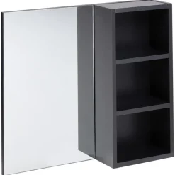 JOINVILLE - Badkamerwandkast met spiegel - Zwart - Vezelplaat