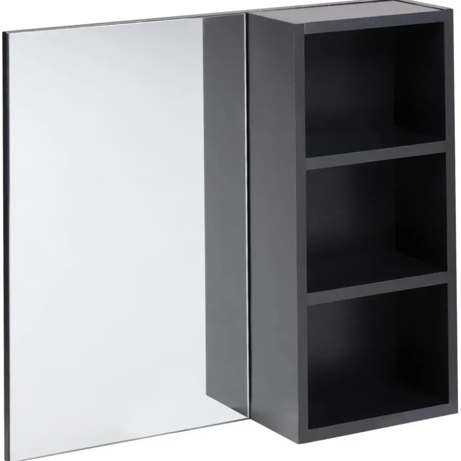 JOINVILLE - Badkamerwandkast met spiegel - Zwart - Vezelplaat