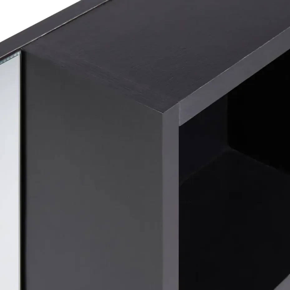 JOINVILLE - Badkamerwandkast met spiegel - Zwart - Vezelplaat