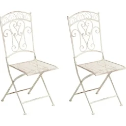 JUINA - Set van 2 tuinstoelen - Lichtbeige - IJzer