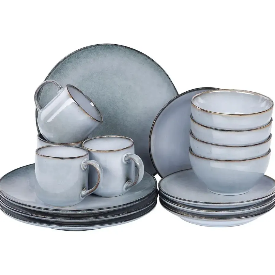 JUNIPER - Serviesset 16 delig - Lichtblauw - Steengoed