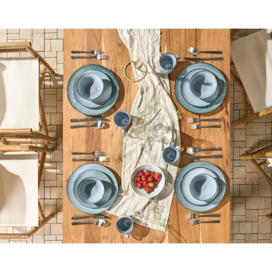 JUNIPER - Serviesset 16 delig - Lichtblauw - Steengoed