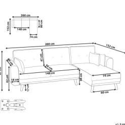 KAARINA - Hoekbank - Wit - Linkszijdig - Polyester