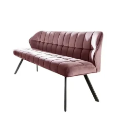 Kalfort Eetkamerbank Kelly velvet roze 190x59x84cm