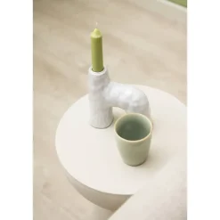 Kandelaar Noor - wit - keramiek - 14x12,5x5 cm