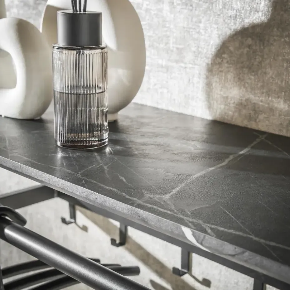 Kapstok - Zwart Metaal - 80x30x24cm - 6-Haken - Roede