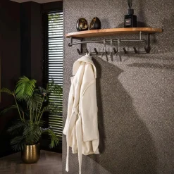 Kapstok Acaciahout - 8-Haken - 100x30x20cm - Round