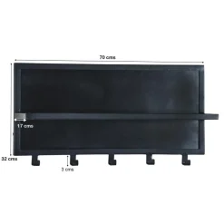 Kapstok Mangohout Zwart - 17x70x32cm - Kapstok Brix Caro