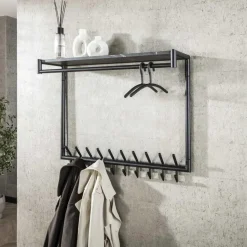 Kapstok Zwart Metaal - 20-Haaks - 100x27x80cm - Roede