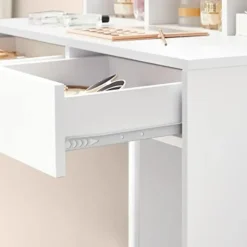 Kaptafel met 9 LED lampen, spiegel, 2 laden, 3 open vakken