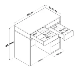 Kaptafel Wit Hout - 90x44,5x81,6cm - Beyas