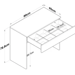 Kaptafel Wit Hout - 90x45x76,8cm - Bengisu