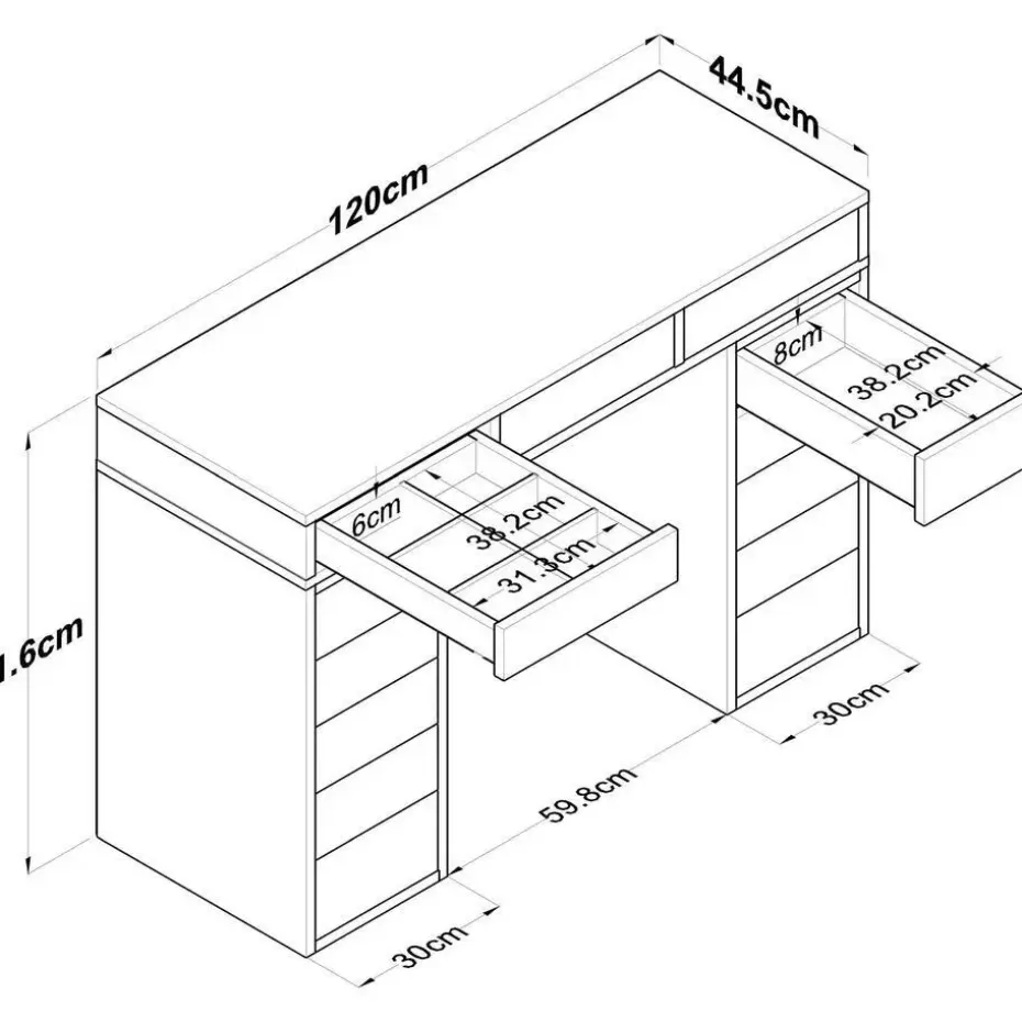 Kaptafel Wit Hout - 120x44,5x81,6cm - Beyas