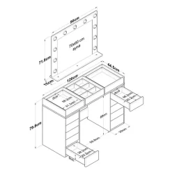 Kaptafel Wit/Glas - Incl. Spiegel - 120x44,5x79,8cm - Beyas