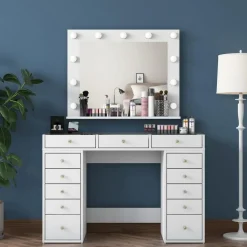 Kaptafel Wit/Glas - Incl. Spiegel - 120x44,5x79,8cm - Beyas