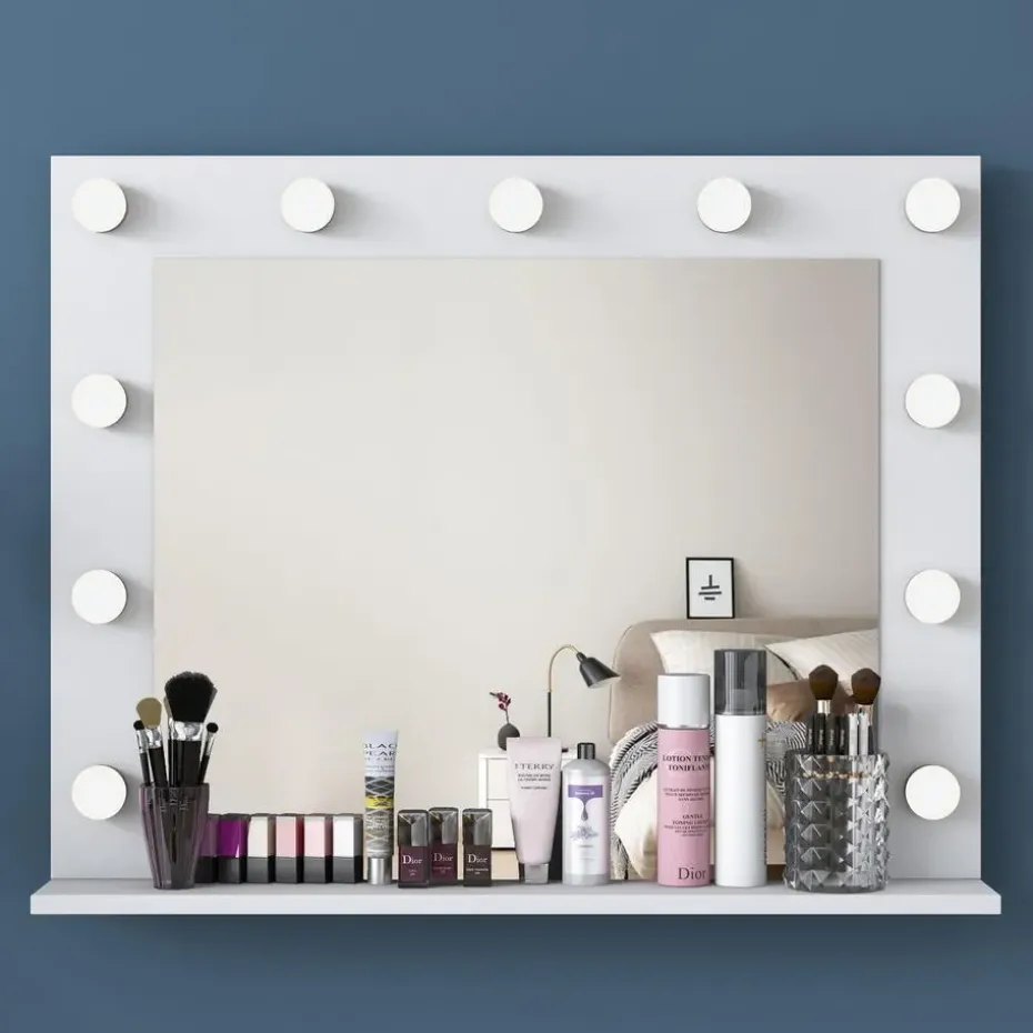 Kaptafel Wit/Glas - Incl. Spiegel - 120x44,5x79,8cm - Beyas