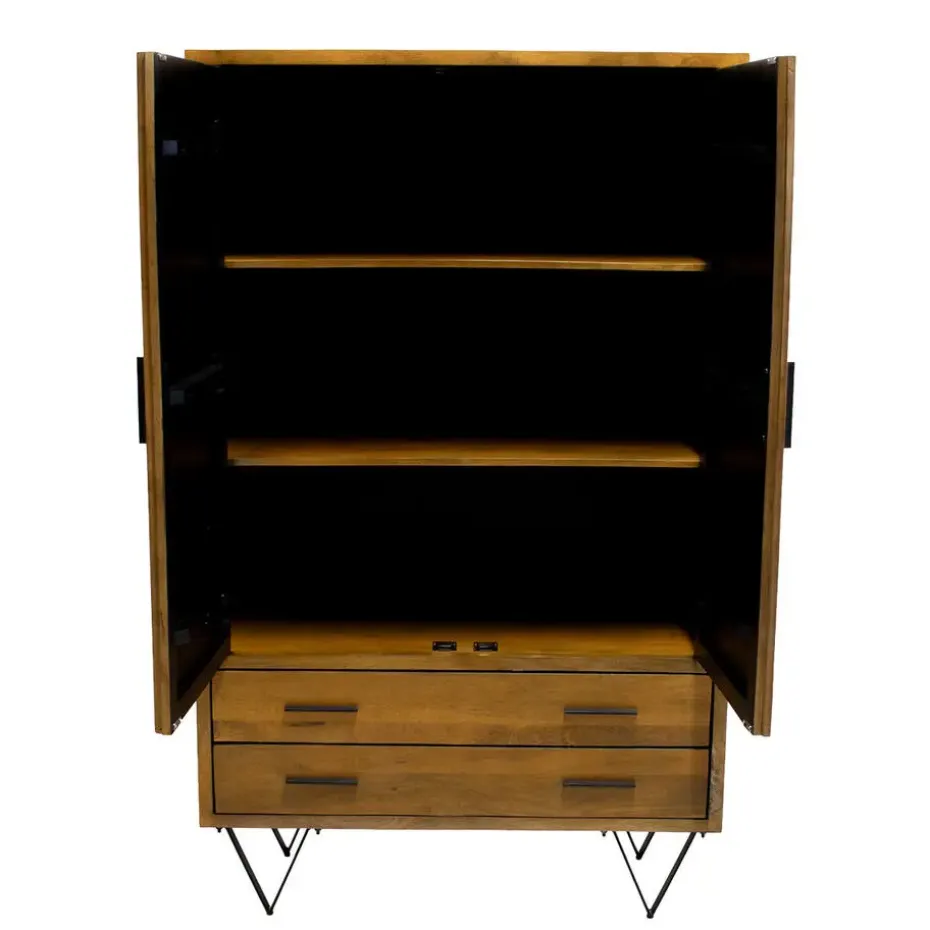 Kast Donkerbruin Mangohout - 110x40x180 - Metaal - Ubud