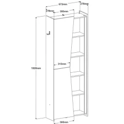 Kast Levi - zwart - 181x67x28 cm