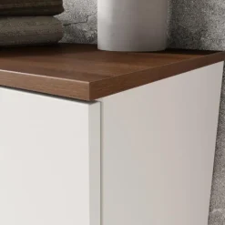 Kast voor onder wastafel Charlisa met 2 deuren en 2 legplanken - walnoot/greige