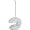 Kerst ornament Schelp wit glas - 7,7x8,3x5 cm