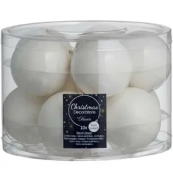 Kerstballen, 10 stuks - wit - Ø6 cm