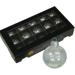 Kerstballen glas 15x-transparant parelmoer 4 cm- milieubewust