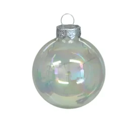 Kerstballen glas 15x-transparant parelmoer 4 cm- milieubewust