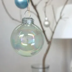 Kerstballen glas 15x-transparant parelmoer 4 cm- milieubewust