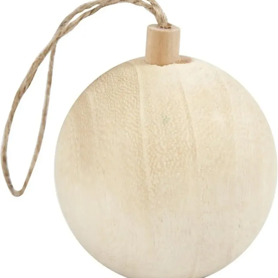 Kerstboom decoratie bal - van licht hout - 6,4 cm