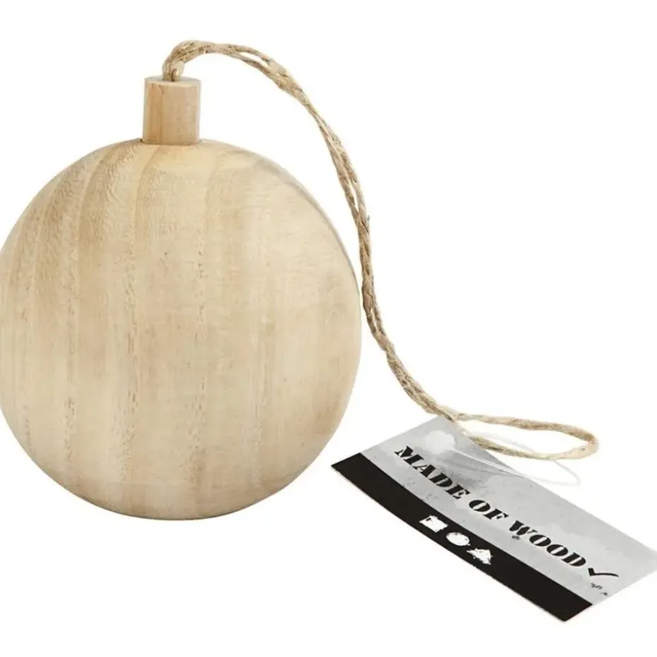 Kerstboom decoratie bal - van licht hout - 6,4 cm