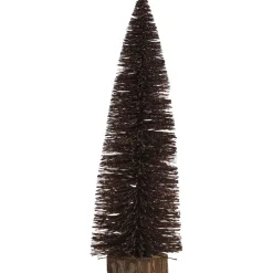 Kerstboom met glitters bruin kunststof - 35 cm hoog