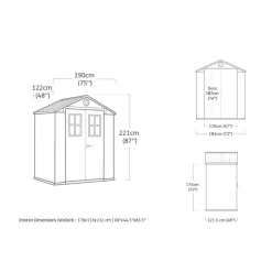 Keter Darwin 64 Tuinhuis - dubbele deuren + ramen - 190x122x221 - Groen