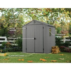 Keter Darwin 66 Tuinhuis - dubbele deuren + ramen - 190x183x221 cm - Grijs