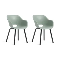 Keter Noa Tuinstoel - 2 stuks - 55x56.5x80cm - metalen onderstel - Vintage green
