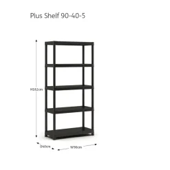 Keter Plus Shelf 90/5 - 5 Planken - 90x40x182cm - Zwart