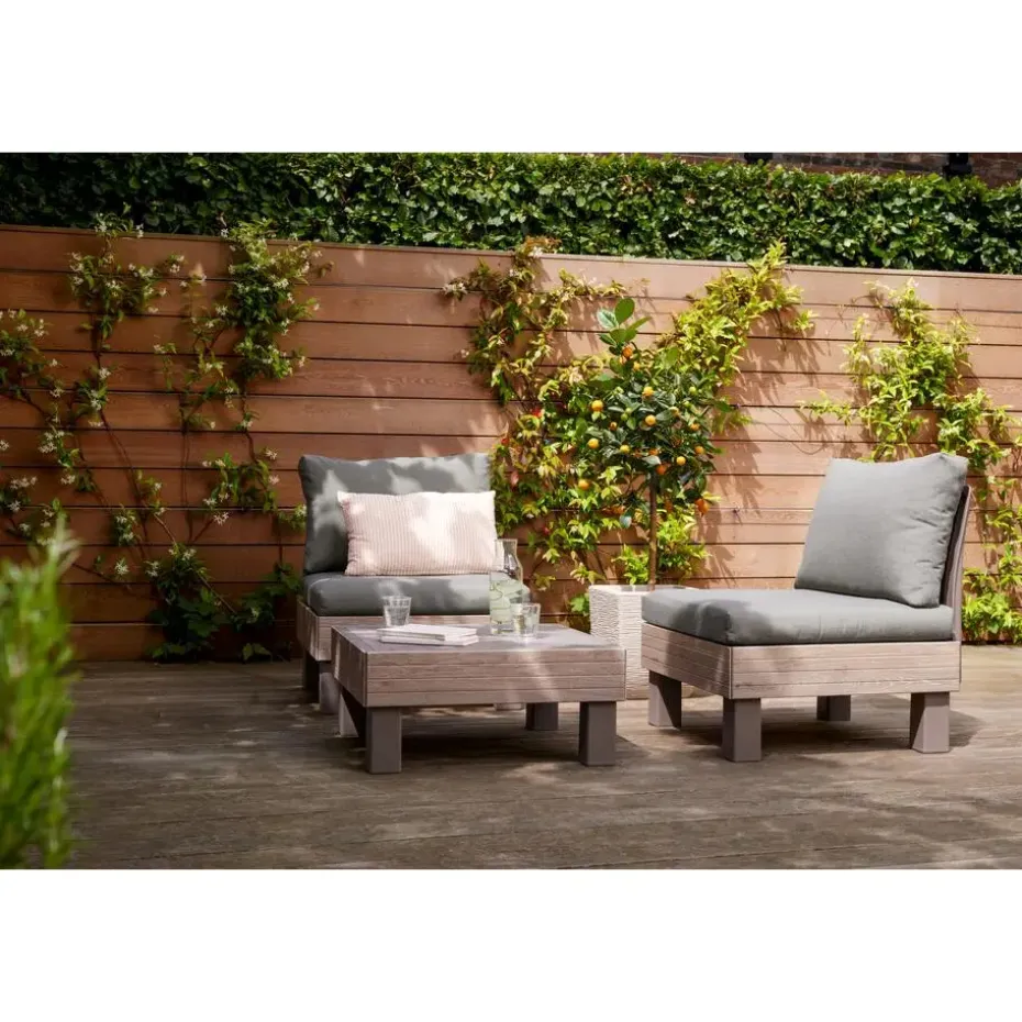 Keter Signature Elements Balkonset 2 personen - met groene kussens - Cappuccino