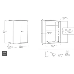 Keter Venetian Opbergkast - 140x73.6x170.4cm - Bruin