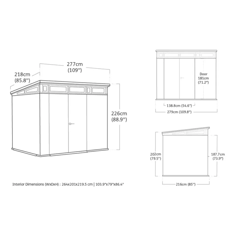 Keter Venetian Pent 97 Tuinhuis - 279x218x226cm - Bruin