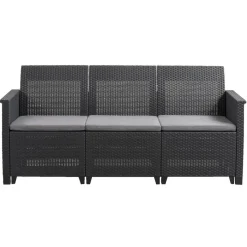 Keter 3-zits loungebank Emma - antraciet - 74xx163x74 cm