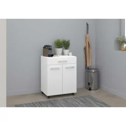 Keukenkastje Unya met wieltjes - 2 deuren & 1 lade - wit