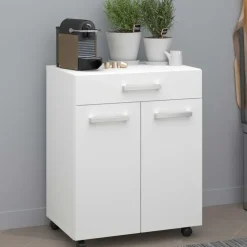 Keukenkastje Unya met wieltjes - 2 deuren & 1 lade - wit