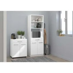 Keukenkastje Unya met wieltjes - 2 deuren & 1 lade - wit