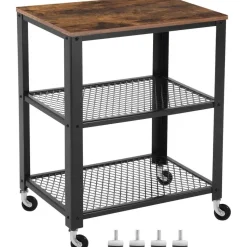 Keukentrolley Bill 2 legplanken - rustiek bruin/zwart