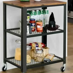 Keukentrolley Bill 2 legplanken - rustiek bruin/zwart