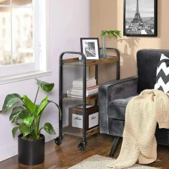 Keukentrolley Xenia 3 legplanken - rustiek bruin/zwart