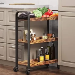 Keukentrolley Xenia 3 legplanken - rustiek bruin/zwart