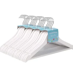 Kinder Kledinghangers in Hout - 20 Stuks voor Kleuters - 360° Haak - Wit