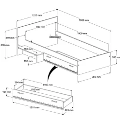 Kinderbed Charly 90x200 met bedlade